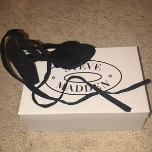 black ankle strap heels